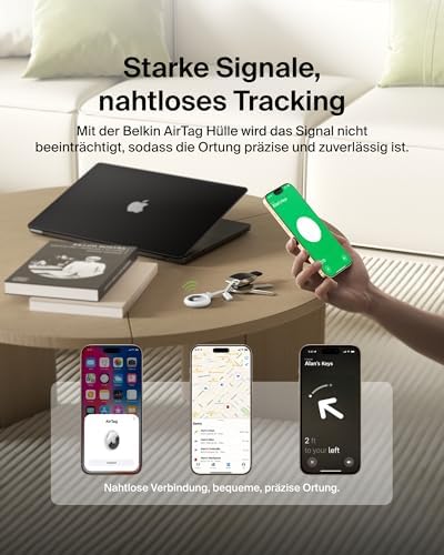 AirTag Hülle mit Schlaufe (Secure Holder Schutzhülle für Air Tag, Accessoire mit Kratzschutz) – Weiß, Etikett nicht enthalten