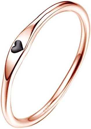 925 Sterling Silver Simple Carve Heart Wedding Band Stackable Promise Ring for Her Size 5-10