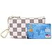 Daisy Rose Luxury Zip Checkered Key Chain pouch | PU Vegan Leather Mini Coin Purse Wallet with clasp