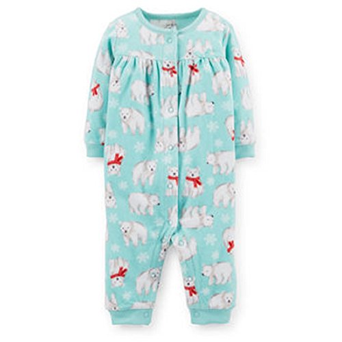 Carter's Baby Girls' Graphic Romper (6 months, Mint - Polar Bear)