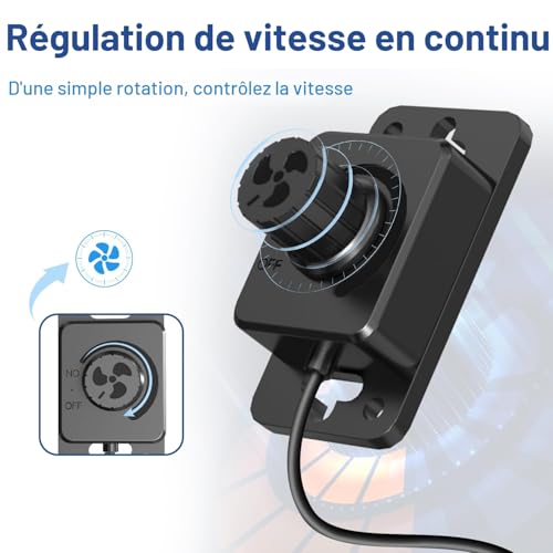 Aygrochy 125 mm Adjustable Air Extractor 416m³/h, EC Motor Extractor Fan with Variable Speed Controller for VMC Bathroom, Kitchen, Garage, Grow Tents, Ventilation