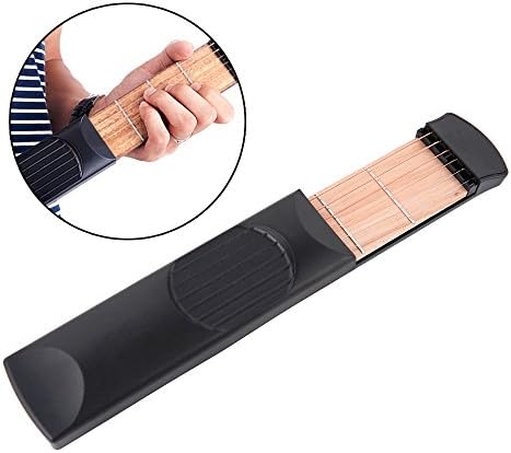 Lexiesxue Portable Pockets Acoustic Guitar Pratical Musical Instrument Practice Tool Gadget 6 String 4 Fret Model For Beginners