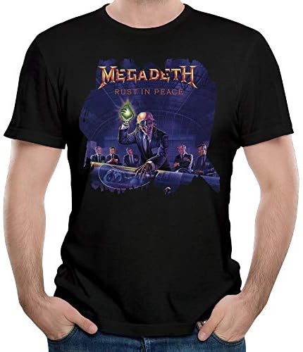 MJCoulombe Man Megadeth Rust in Peace Short Sleeve Top Tee Young Music Band Shirts Black