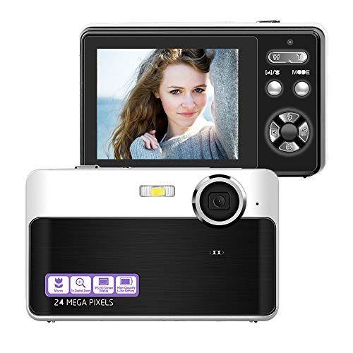 Digital Camera Compact Camera 24 MP Digital Cameras Mini Camera 2.4 inch LCD Screen Vlogging Camera with 3X Digital Zoom Macro Function Perfect for Adult, Kids, Beginners