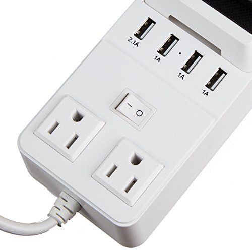 4-Port USB Charger w/ Built-In Phone Rests (Universal) Rapid-Charging Smart Hub for Smartphones, Tablets, Mobile Devices | Home, Office, Travel | AC Power