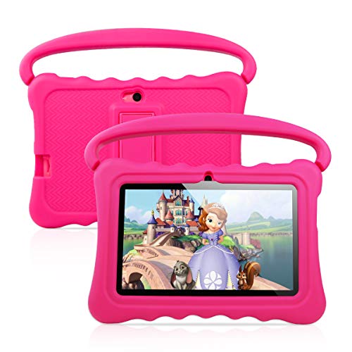 7 inch Kids Tablet PC Android 8.1 OS Learning and Entertaining Tablets for Kids 1GB RAM 16 GB Quad-Core 1.3Hz WiFi Tablet with Soft Shock&Kid-Proof Case (Pink)