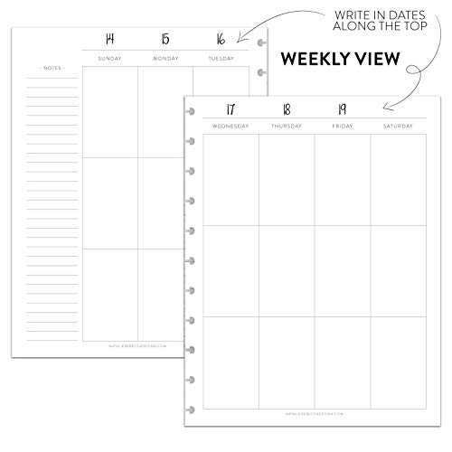BetterNote Vertical Undated Calendar Refill Pages for Disc Notebooks like Happy Planner