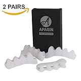 Toe separators and straighteners by APASIN, Bunion Pain Relief, Foot Spacers and Correctors use for Sports Activities, Yoga Practice & Running (2 Pairs - White)