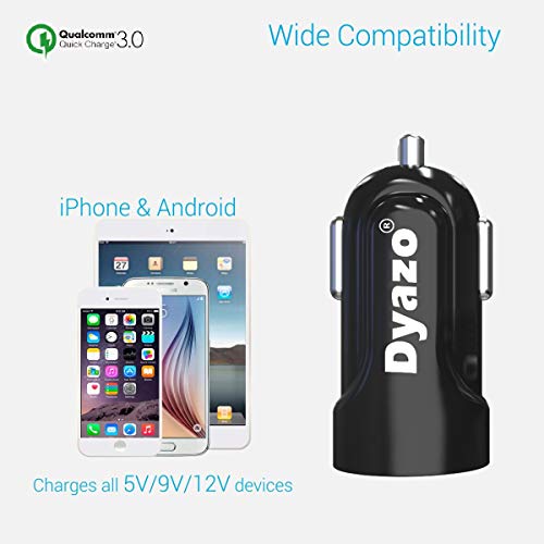 Dyazo-18-w-Invisible-Qc-Port-Rapid-car-Charger-Qualcomm-Quick-Charger-30-Fast-car-Charger-for-Mobiles-Tablets-with-Free-3-in-1-Cable Dyazo Dz 1002 18 W Single Port Car Charger for Mobiles and Tablets with USB Cable - Black