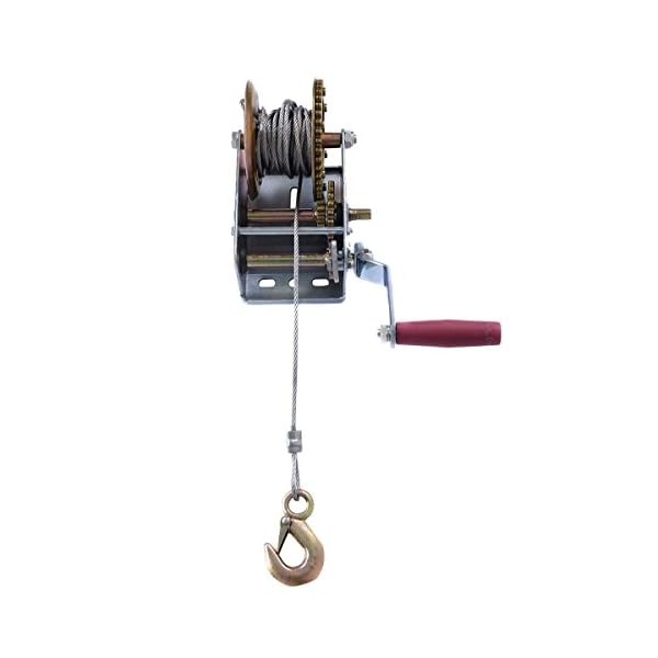 2000lb-1-Ton-Hand-Crank-Steel-Gear-Cable-Wire-Winch-Boat-ATV-Trailer-wHook