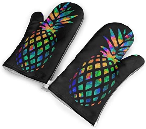 VshiXzno Cool Pineapple Colorful Oven Mitts,Professional Heat Resistant to 500?? F,1 Pair of Non-Slip Kitchen Oven Gloves for Cooking,Baking,Grilling,Barbecue Potholders