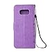 Auroralove Note 4 Luxury Handmade Bling Rhinestone Soft Slim Flip Stand Wallet Case for Samsung Note 4 Flower Butterfly PU Leather Case for Girls Women (Samsung Galaxy Note 4, Purple)