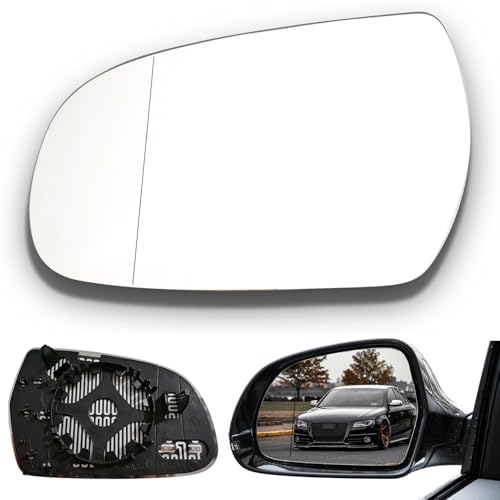 Rear View Mirror Glass Compatible with Audi A3 A4 A5 External Left Heated Aspherical Mirror Car Rear View Mirror Replacement with Panel