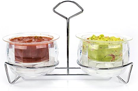 iKitchenPlus 2 Dipping Iced Bowls with Caddy Designed With the Hostess In Mind, Easy To Carry Display &amp; Serve, Dip-On-Ice Serving Bowls Will Keep Your Dips Fresh While You Entertain Your Guest