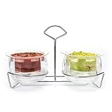 iKitchenPlus 2 Dipping Iced Bowls with Caddy Designed With the Hostess In Mind, Easy To Carry Display & Serve, Dip-On-Ice Serving Bowls Will Keep Your Dips Fresh While You Entertain Your Guest