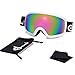 Odoland Snow Ski Goggles S2 Double Lens Anti-Fog OTG Windproof UV400 Eyewear for Men, Women and Youth-Skiing Snowboarding, White Frame Green Lens vlt 15%
