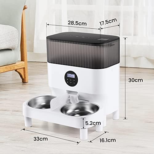 Mangiatoia automatica per due gatti, cibo intelligente per gatti automatico, promemoria vocale, fino a 80 porzioni e 4 pasti al giorno per gatto e cane, bianco 5L