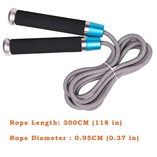JAKAGO Professional Weighted Jump Ropes (1.41LB) Adjustable Speed Skipping Rope, Ball Bearings & Anti-Slip Handles Jump Rope for Pro Sports Boxing MMA Cardio Training fits Men Women and Kids (Blue) - Thumbnail 3