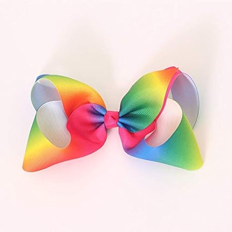 6 Inch Rainbow Kids Hair Ribbon Bows Clips Grips Accessories For
