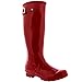 POLAR Womens Original Tall Gloss Winter Waterproof Wellies Rain Wellington Boots - Dark Red - US 8