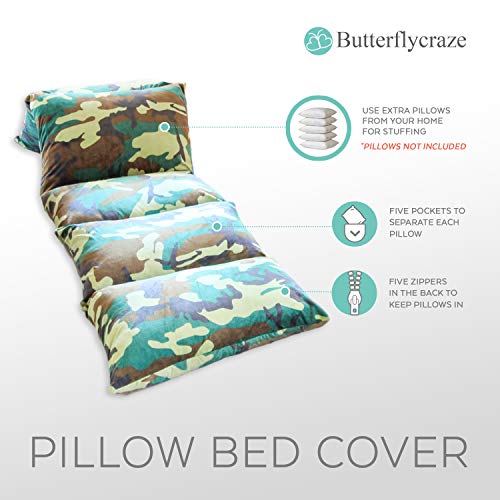 Butterfly Craze Kid's Floor Pillow Bed Cover Use as Nap Mat, Portable