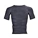 Odoland Men's Body Shaper Slimming Shirt Tummy Vest Thermal Compression Base Layer Slim Muscle Short Sleeve Shapewear, Grey M