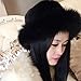 Valpeak Womens Winter Hat Knitted Mink Real Fur Hats with Fox Brim (Black)