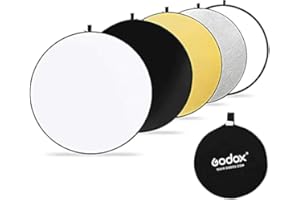 GODOX 24" 60cm 5-in-1 Collapsible Round Portable Disc Light Reflector with Bag for Studio and Photography Gold, Silver, Black