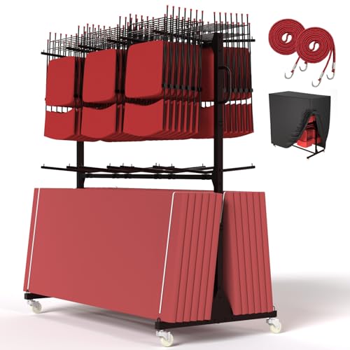 Folding Chair Cart, Folding Chair Rack for 84 Folding Chairs or 42 Chairs and 1…