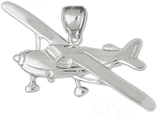 14k White Gold Airplane Pendant