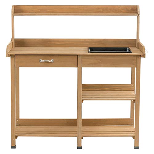USA_BEST_SELLER Garden Wooden Planting Potting Bench Table with Shelves Outdoor Indoor Work Station Potting Table - Thumbnail 5
