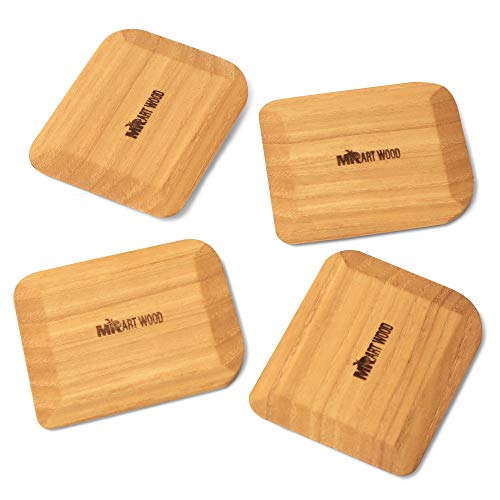 Mr.Art Wood Pot, Pan & Bowl Wooden Scraper (Pack of 4), Size 2.8" x 2.4" - Made in Europe, Helps To Remove Tough Stains, Grime & Dirt - Multipurpose Kitchen Tool, 100% Natural Ash Wood