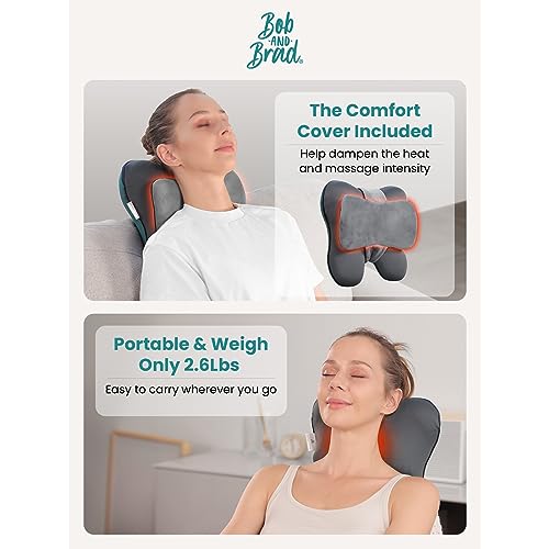 BOB AND BRAD EZBack Cervical and Back Massager with Heat, Shiatsu Massage Cushion for Neck, Shoulder, Lumbar, Relaxation at Home and Office, Ideal Gift