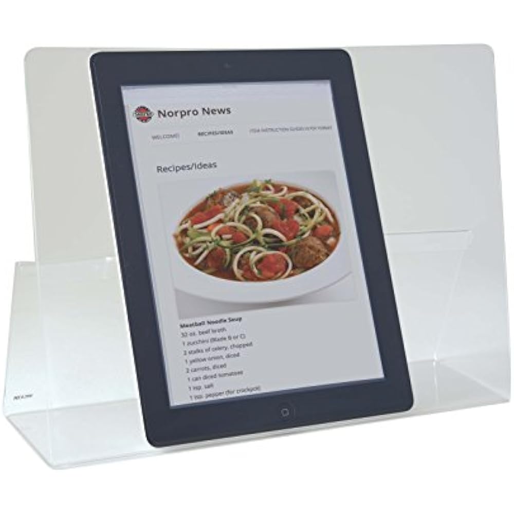Norpro Cookbook Holder Durable Acrylic Stand Splatter Guard 12.5" X 9