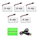 Noiposi 5 pcs 3.7v 600mah 20c lipo battery with X6 Charger for X708 X708W UFO 3000 Halo 3000 Haktoys HAK905 AKASO X5C Syma X5C X5SW X5SC UDI U45 JJRC H42 GoolRC T32 T5W Quadcopter