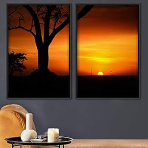signwin 2 Piece Framed Canvas Wall Art Sunset...
