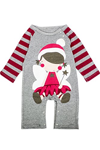 StylesILove Infant Toddler Long Sleeve Soft Cotton Unisex Baby Coverall Jumpsuit (80/6-12 Months, Santa Girl Red)