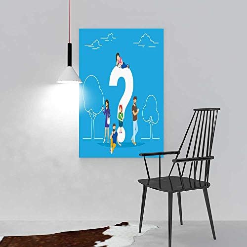 SOCOMIMI Modern Home Decor Framelessyoung Men Women Standing Near Big question Symbol Using The Kitchen, Dining Room, Living Room, Bar so on W20 x H28