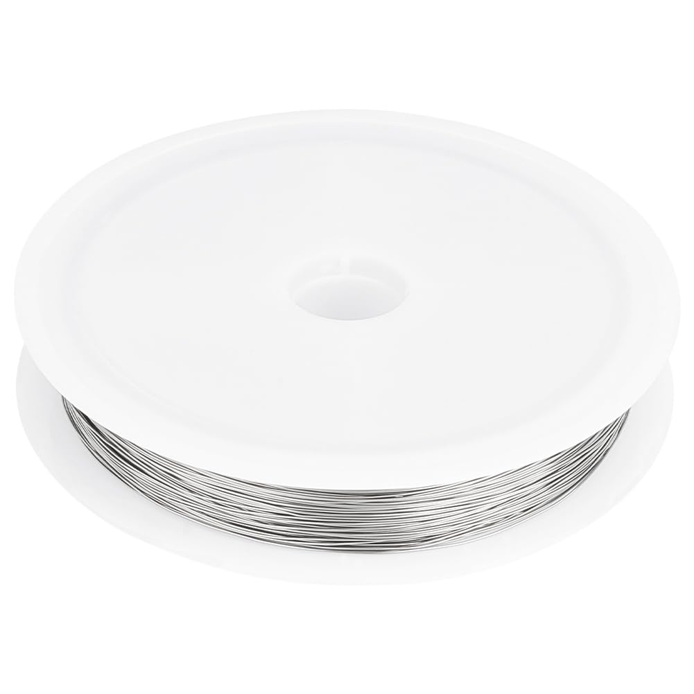 Beebeecraft 0.2mm 32 Gauge Stainless Steel Wire 304 Stainless Steel 50m Round Craft Jewelry Wire with Bobbin for Wrap DIY Jewellery Bracelets Earrings Making