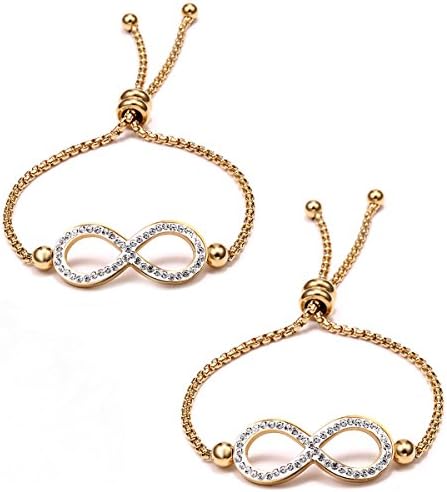 Gmai 2Pcs 8 Infinity Couple Braided Handcrafted Leather Luck Bracelet Bangle Rope Adjustable Chain Fit 7-9 Inch Wrist