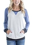 Dearlovers Womens Lightweight Long Sleeve Color Block Sweatshirt Casual Blouse Tops