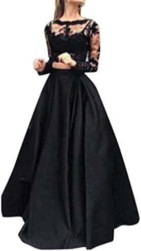 Elogoog Women Clothing Women's Floral Lace Maxi Skirt Set Two Pieces Outfit Evening Party Dress Gown