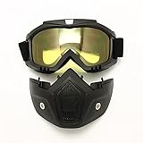 Motorcycle Goggles Mask Detachable, Protect Padding Helmet Sunglasses, Road Riding UV Motorbike Glasses (Night Vision Lens)