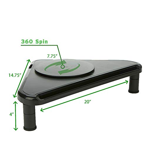 image for Mind Reader TRIMOS-BLK Rotative Corner Adjustable Risers, Extra Storag