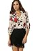 SheIn Women's Floral Printed V Neck High Low Hem Cuffed Sleeves Blouse - Multicolor XX-Large