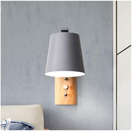YHNUJMIK Macaron Wall Light Nordic Wall Sconce Solid Wood Corridor Restaurant Decorative Wall Lantern Bedroom Bedside Lamp Without Light Bulb(Candy Colors),Gray [Energy Class A]
