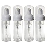 Clear PET BPA Free Plastic Refillable Travel Foamer Pump Bottle - 1.7 oz (4 Pack) + Travel Bag
