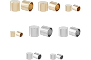 SUPERFINDINGS 16Pcs 201 Stainless Steel Cord Ends 4 Size Leather Cord End Caps Cord 3/5/8/9mm Inner Diameter End Caps Column Terminators Cord Clasp Loop Barrel for Jewelry Making