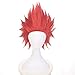ZGNGLIZ Anime Cosplay Wig Dark Green Short Curly Synthetic Hair for Men Anime Costume Party & Halloween with Free Wig Cap (Short Red)