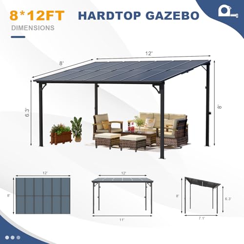 MEISSALIVVE 8x12 Lean-To Gazebo Review: Wall-Mounted Patio Cover with Polycarbonate Roof image 17